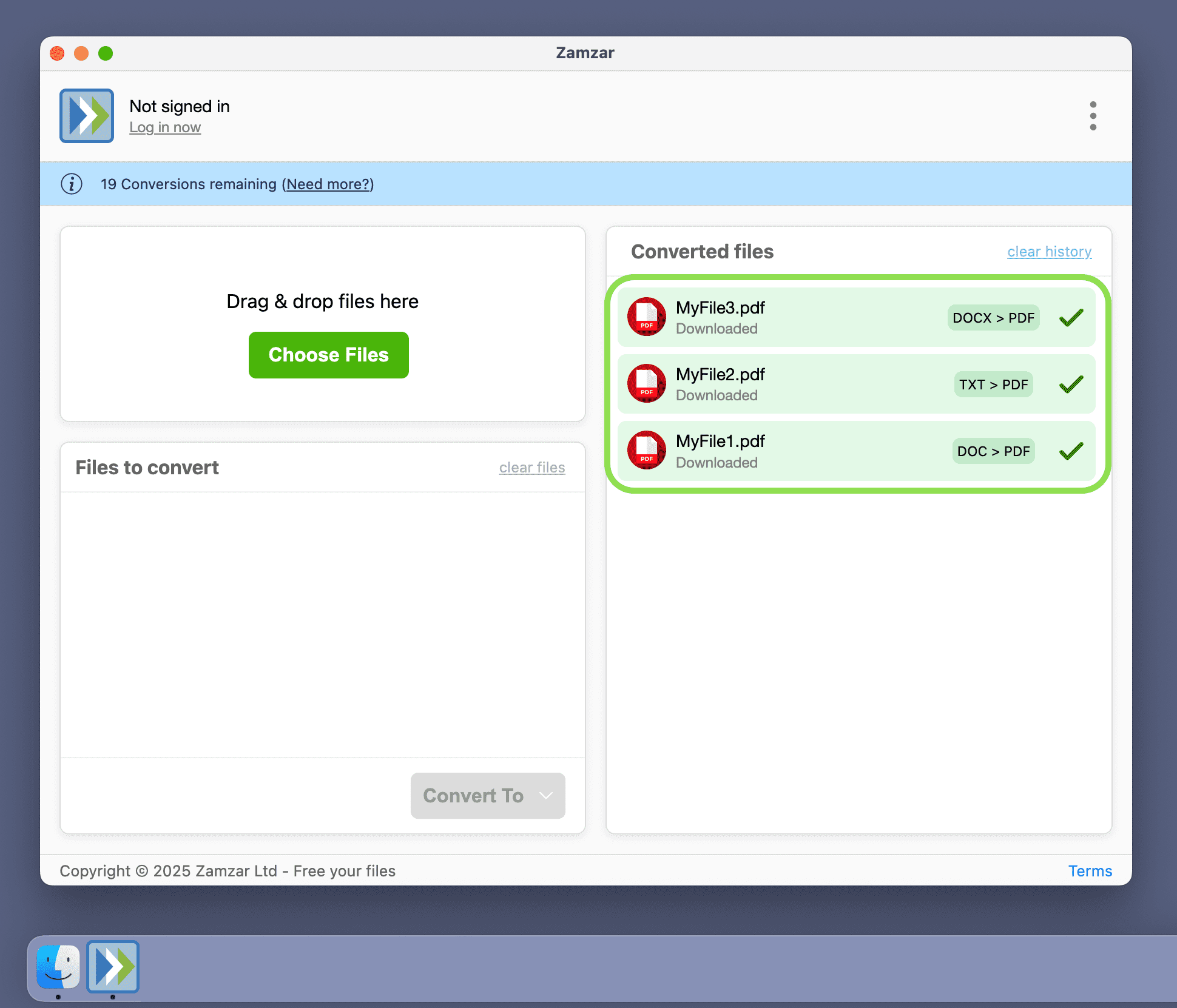 Shows multiple files downloaded
