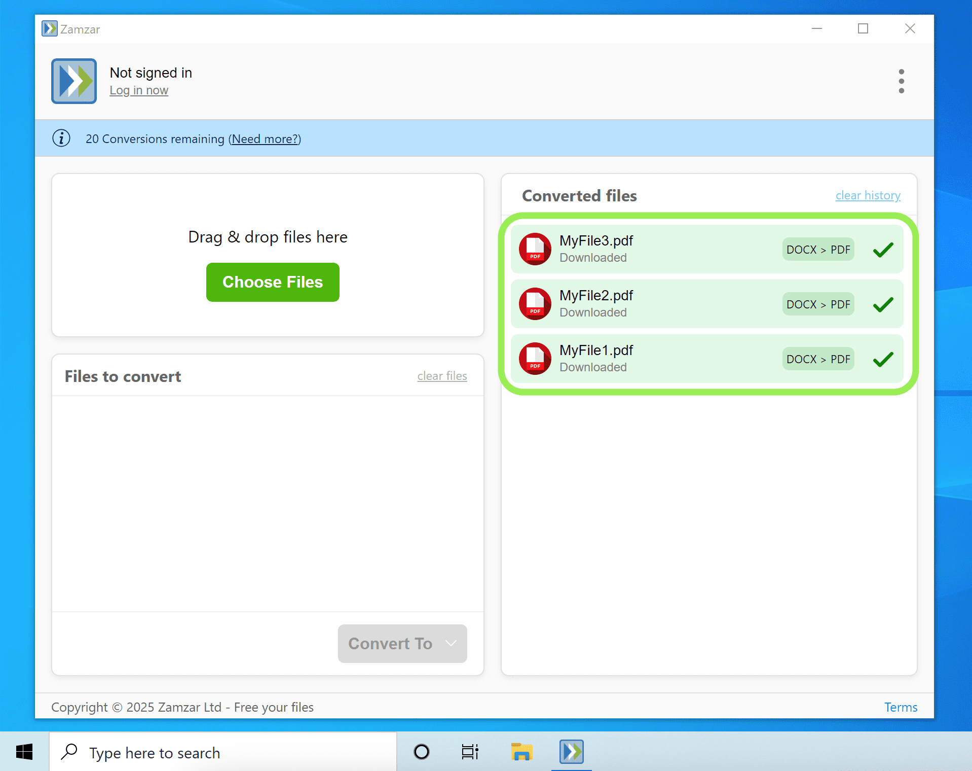 Shows all files downloaded
