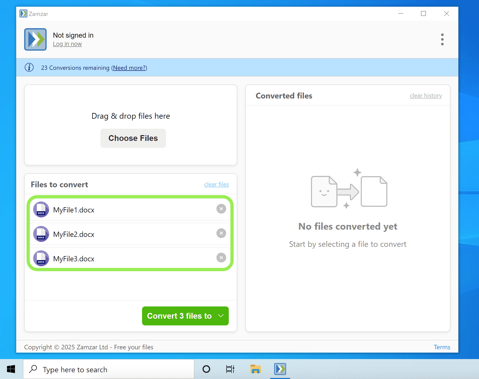 Shows multiple files added to the Files to convert list